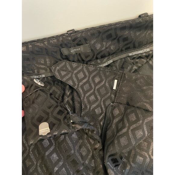 Worthington Woman, Size 14 Black Geometric Slim Fit cropped dress pant. - Picture 5 of 10